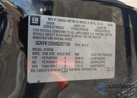 2008 Chevrolet Avalanche 1500 Ltz z USA, uszkodzony, nr VIN 3GNFK12398G297799